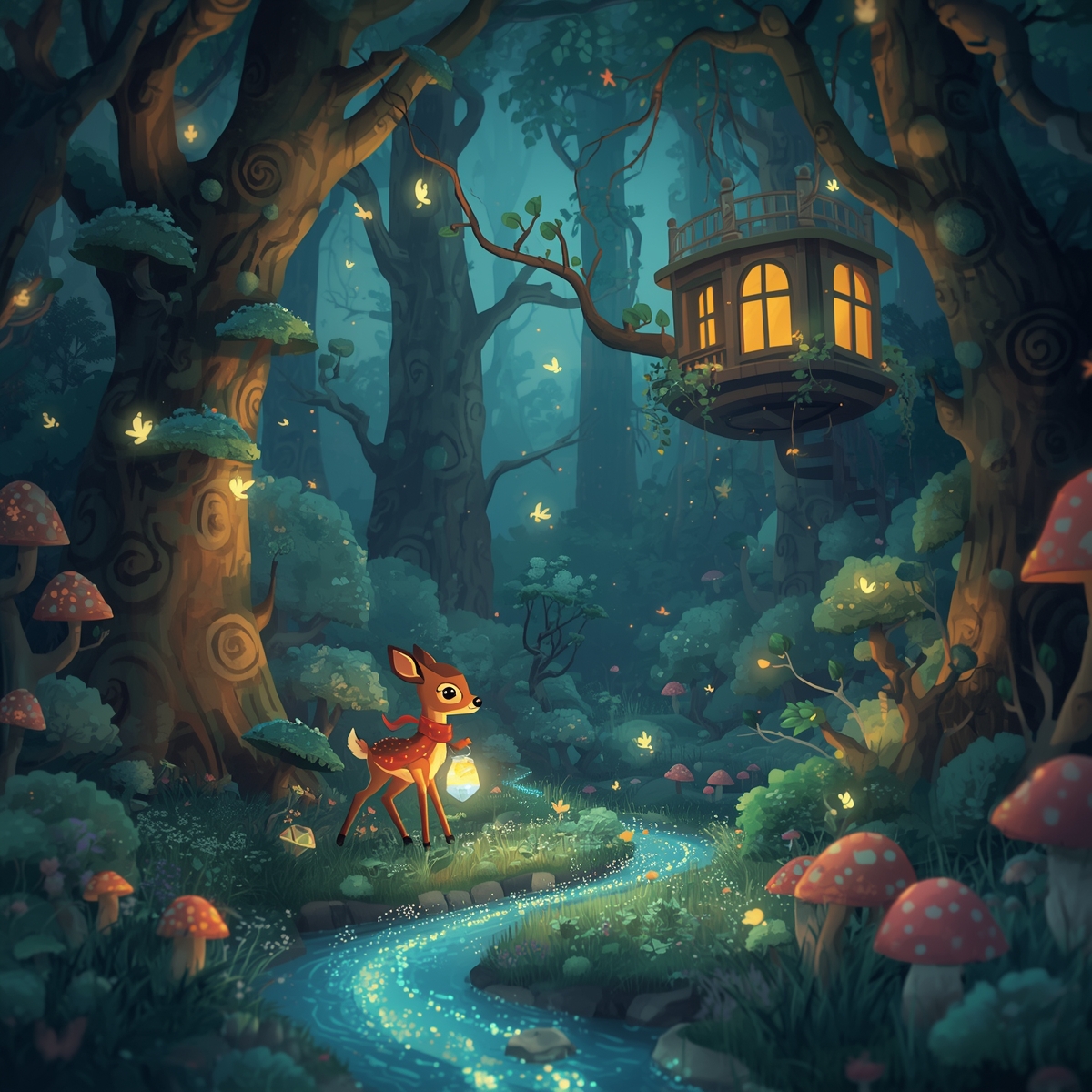 Illustration of a magical forest